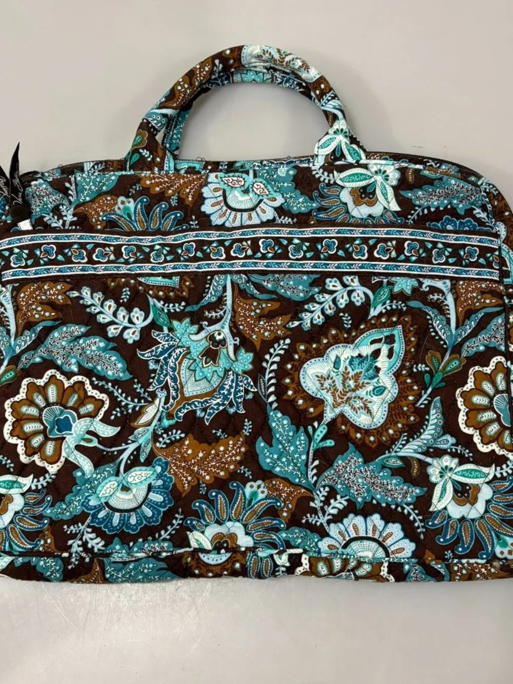 Vera Bradley Java Blue Paisley Quilted Cotton Laptop Tablet Bag Retired